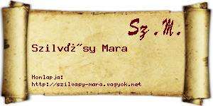 Szilvásy Mara névjegykártya